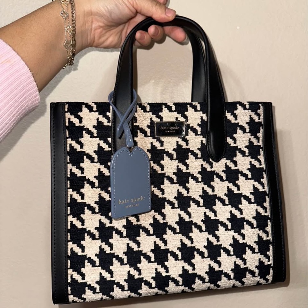 Kate Spade Black and Cream Houndstooth Tote
